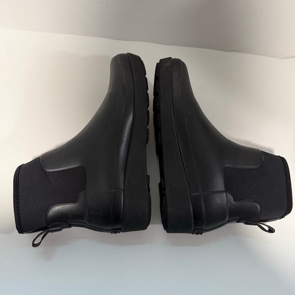 HUNTER Women's Refined Creeper Platform Boots Black 10 Neo Chelsea Rubber Rain - Picture 5 of 8